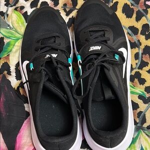 Nike Black and White Sneakers with Teal Highlights